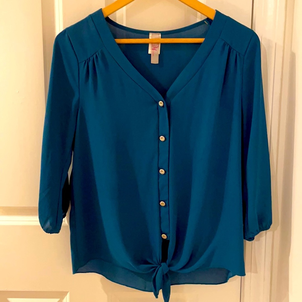 Francesca’s Blue Blouse with button detail size S
